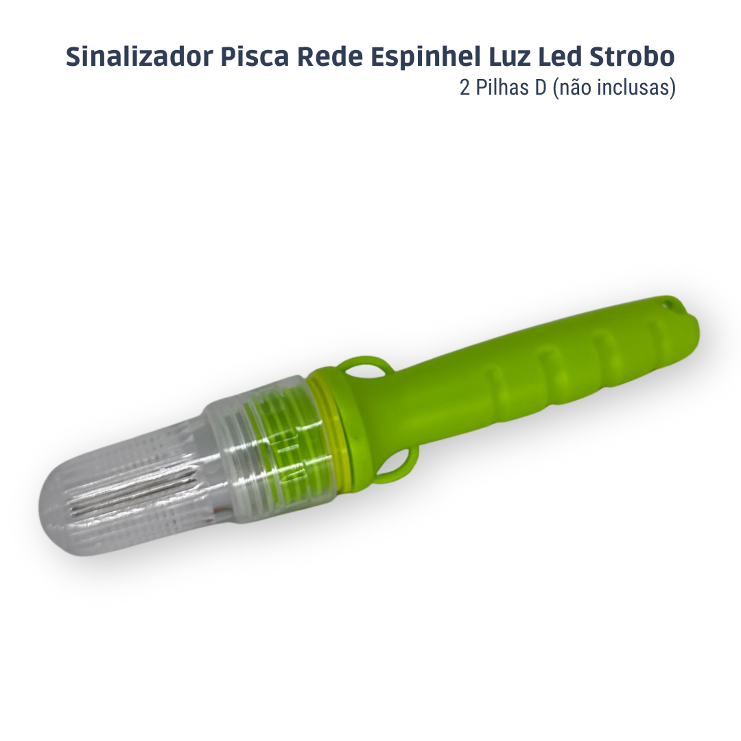 Sinalizador Náutico Pisca Espinhel em Led com Luz Strobo Colorida - 2 pilhas D - Verde
