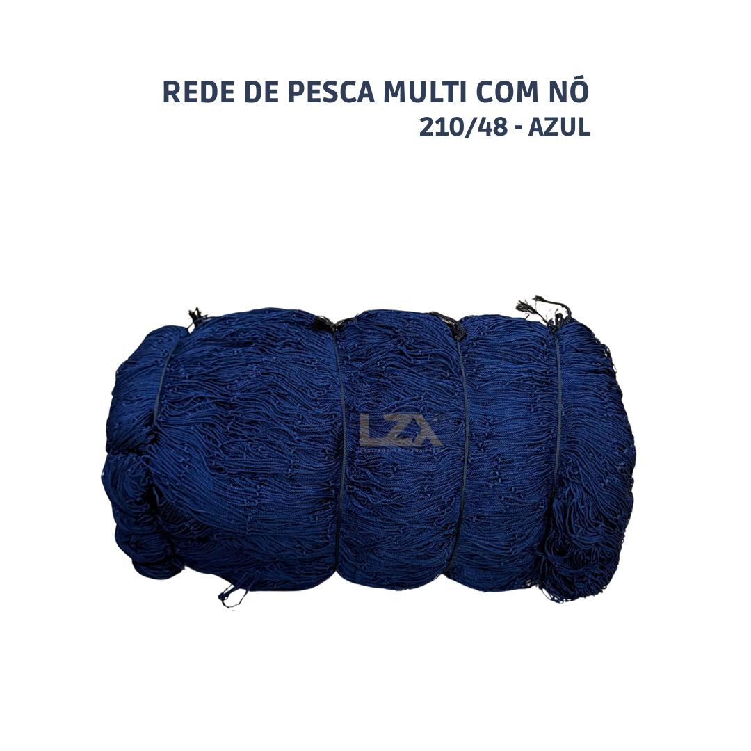 Rede Pesca Multi Mono com Nó - 210D/48 Poliamida (Azul)