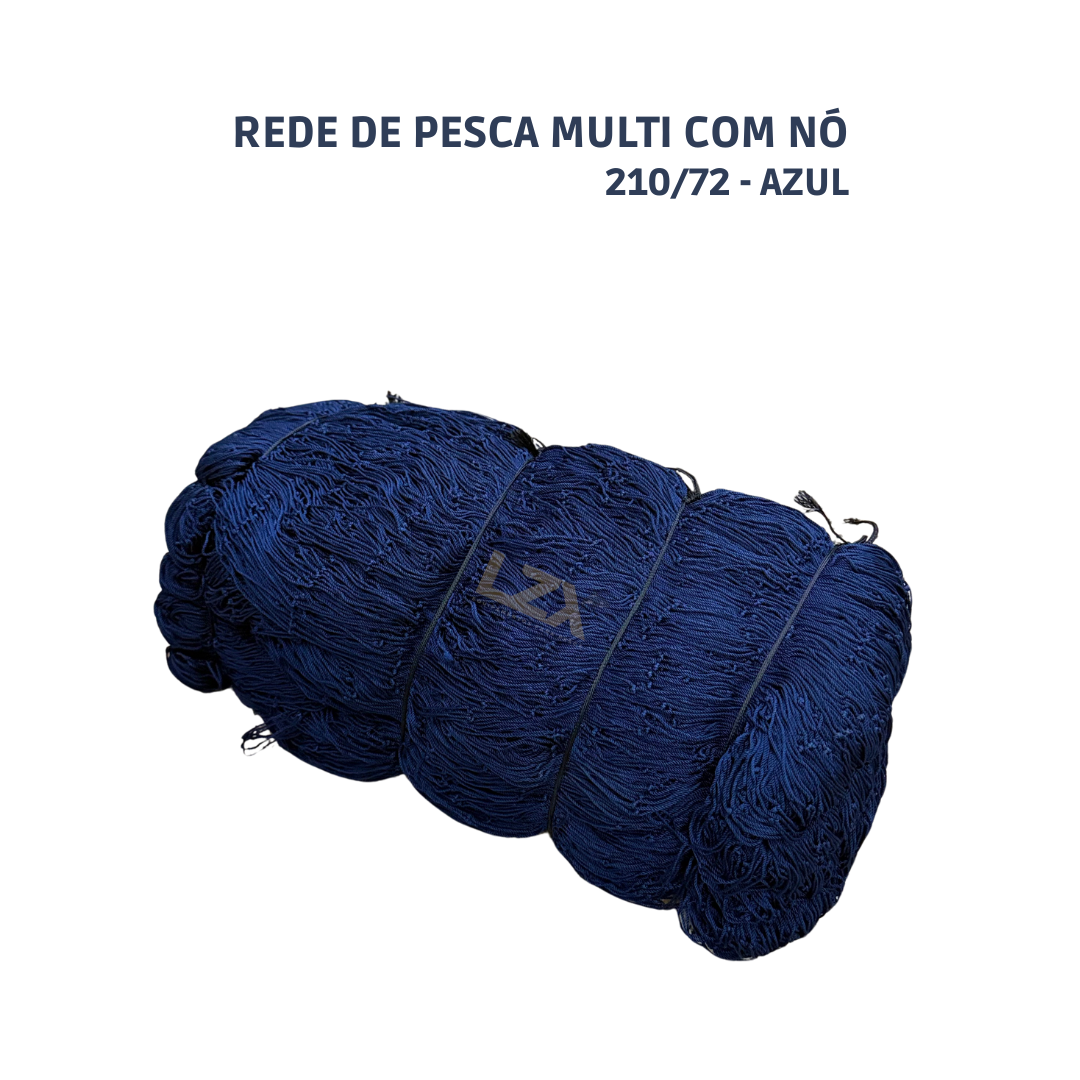 Rede Pesca Multi Mono com Nó - 210D/72 Poliamida (Azul)