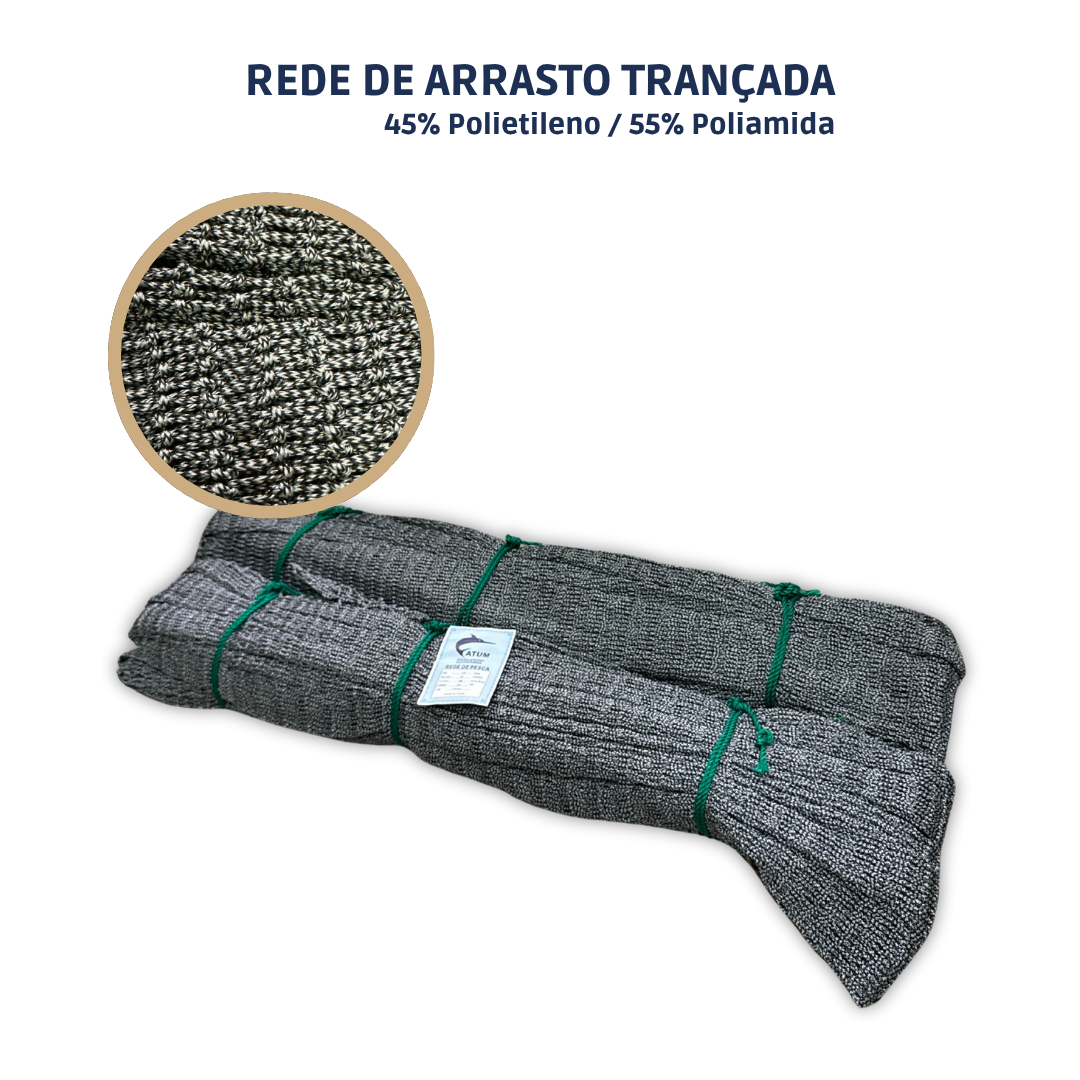 Rede de Arrasto Trançada de Polietielino (PE) - Cinza 1.8