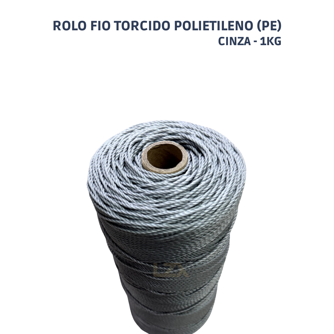Rolo Fio Torcido Polietileno Cinza