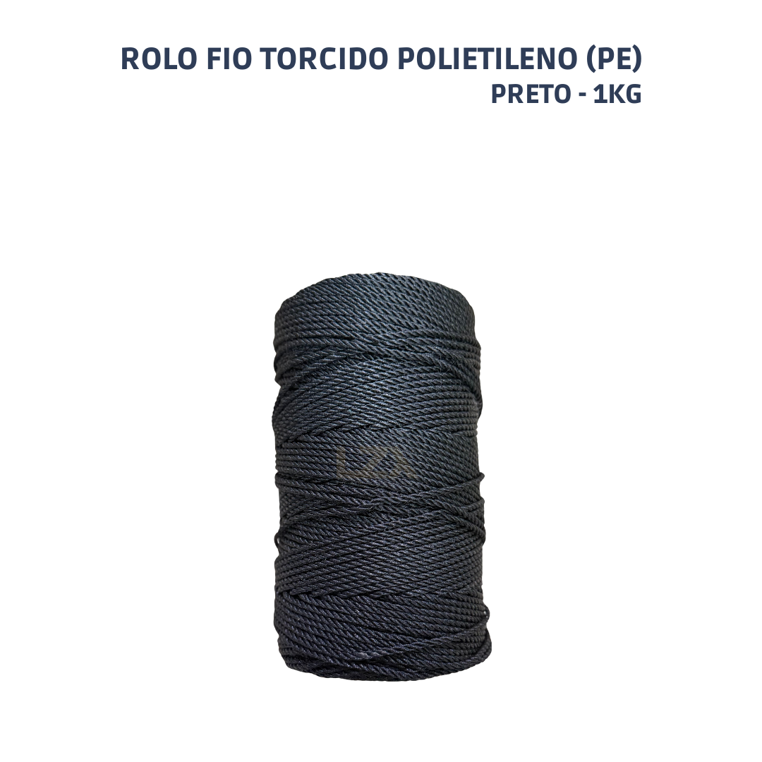 Rolo Fio Torcido Polietileno Preto 2Kg - 4 fios