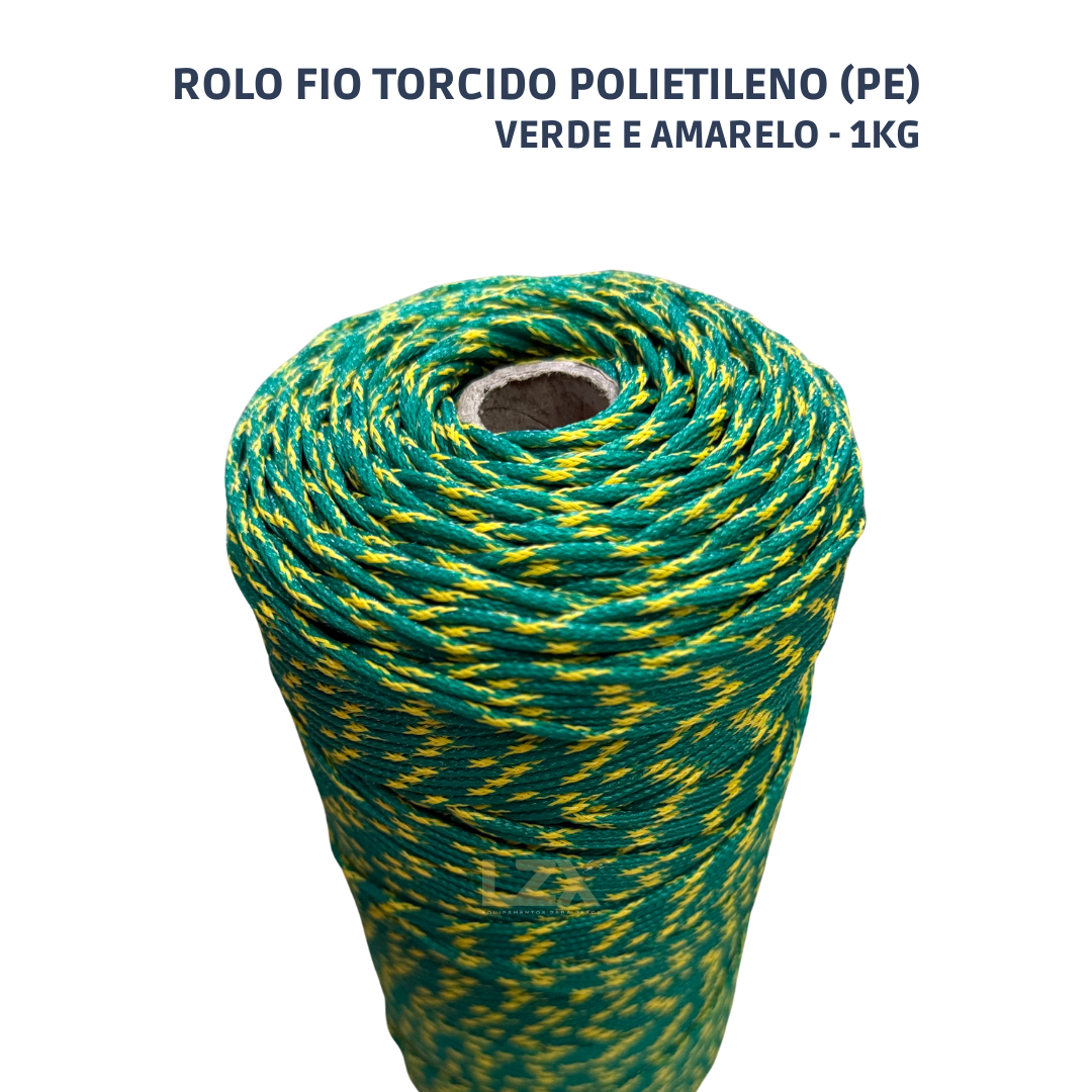Rolo Fio Torcido Polietileno Verde e Amarelo 1Kg