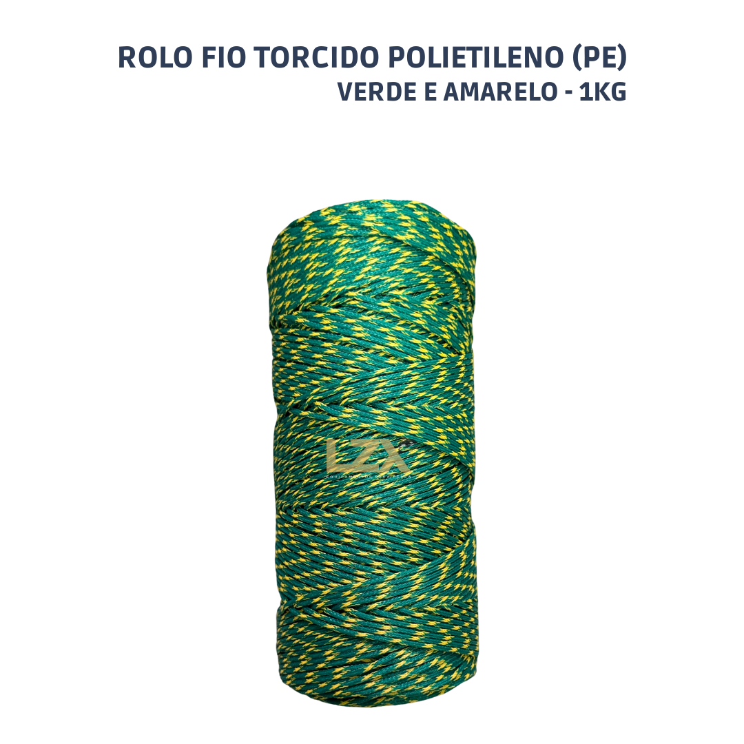 Rolo Fio Torcido Polietileno Verde e Amarelo 1Kg