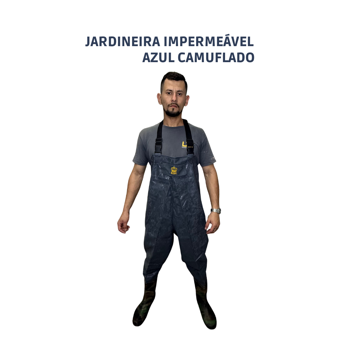 Jardineira Impermeável Azul Camuflado