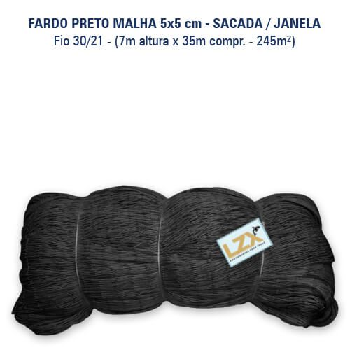 Fardo PRETO malha 5x5 cm - 7 x 35 (245 m²) - para sacada e janela