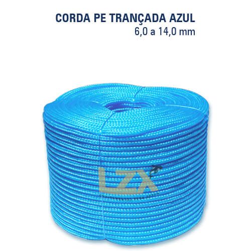 Corda Trançada Polietileno Azul Clara de 6,0 mm á 14,0 mm