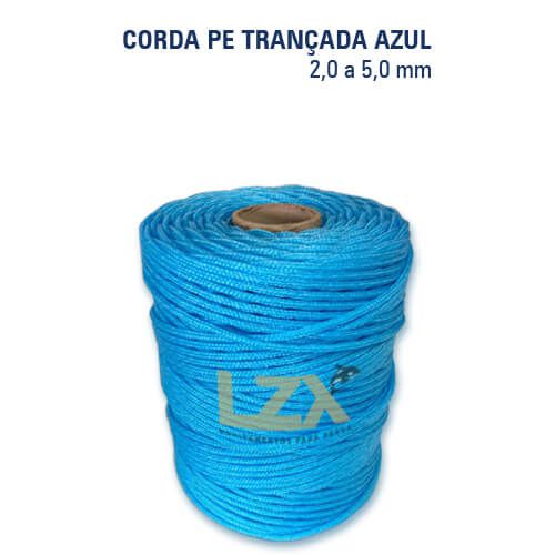 Corda Trançada Polietileno Azul Clara de 2,0 mm á 5,0 mm