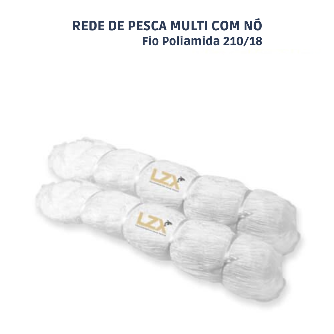 Rede Pesca Multi Mono com Nó - 210D/18 Poliamida (Branca)