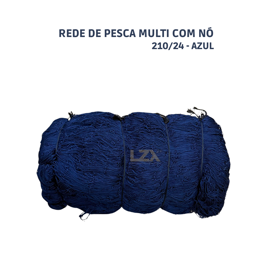 Rede Pesca Multi Mono com Nó - 210D/24 Poliamida (Azul)