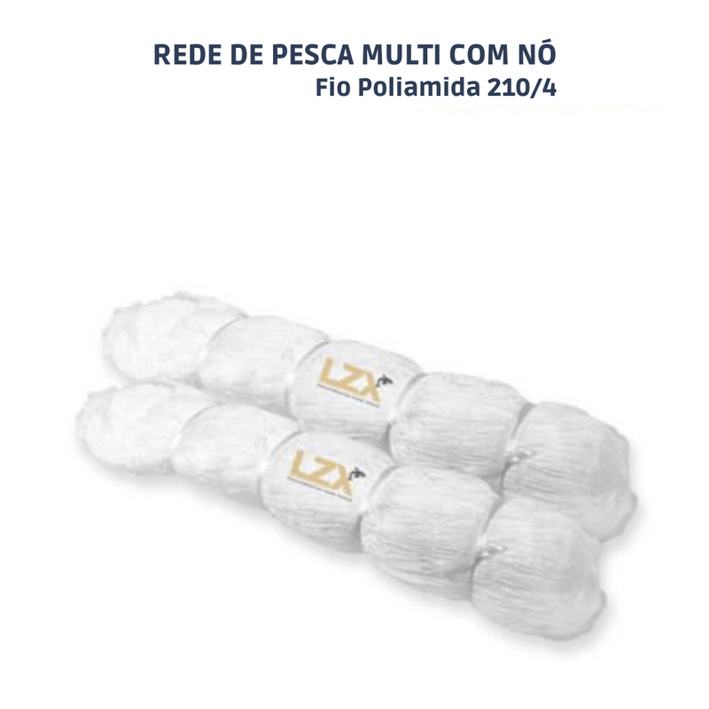Rede Pesca Multi Mono com Nó - 210D/4 Poliamida (Branca)