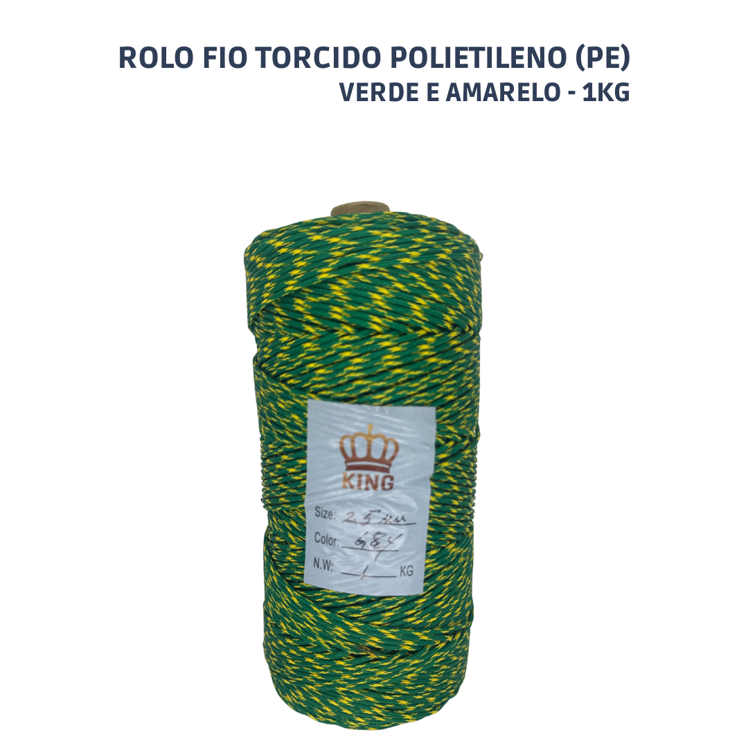 Rolo Fio Torcido Polietileno Verde e Amarelo 1Kg