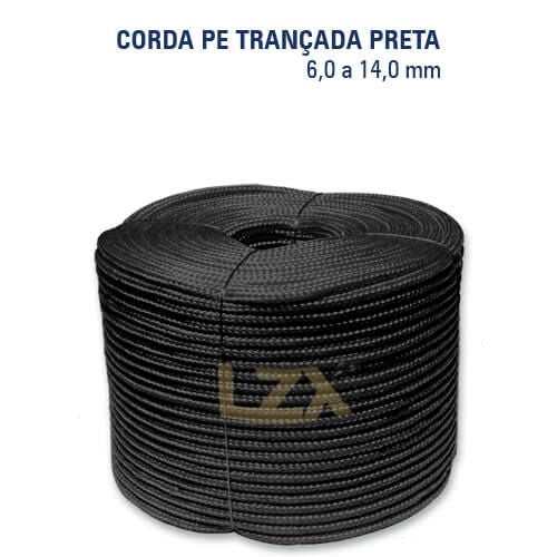 Corda Trançada Polietileno PRETA de 6,0 mm á 14,0 mm