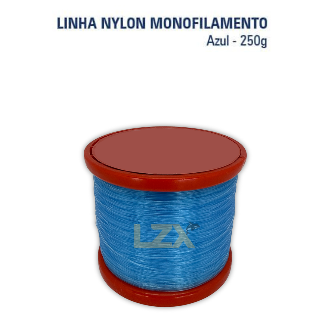 Linha Nylon Mono Azul para Pesca (PA - Poliamida) - Rolo 250 gramas
